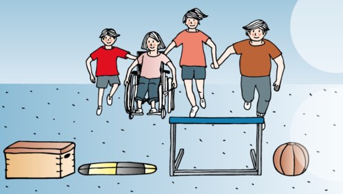 Kinder mit und ohne Behinderung beim Sport