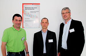 Die Veranstalter Mathias Hornberger, Dr. Lars Riedl und Prof. Dr. Heiko Meier auf dem 6. Paderborner Tag des Schulsports